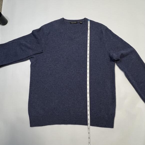 Saks Fifth Avenue Sweater Mens Large Blue Cashmere Pullover V Neck Soft Classic - Picture 7 of 11
